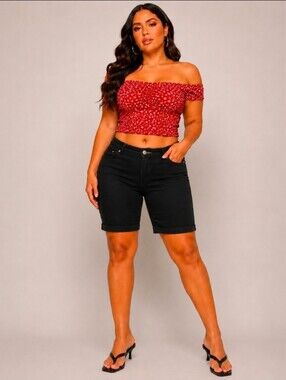 Faded Glory | Classic Black Bermuda Shorts | Size 12 | Everyday Stretch Comfort